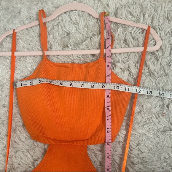 MABLE Vibrant Orange Cut-Out Knit Bodycon Midi Dress - Picture 10 of 12